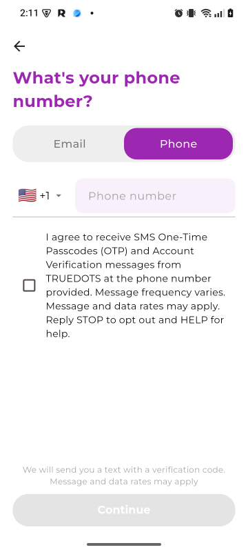 Step 2 - Phone number registration
